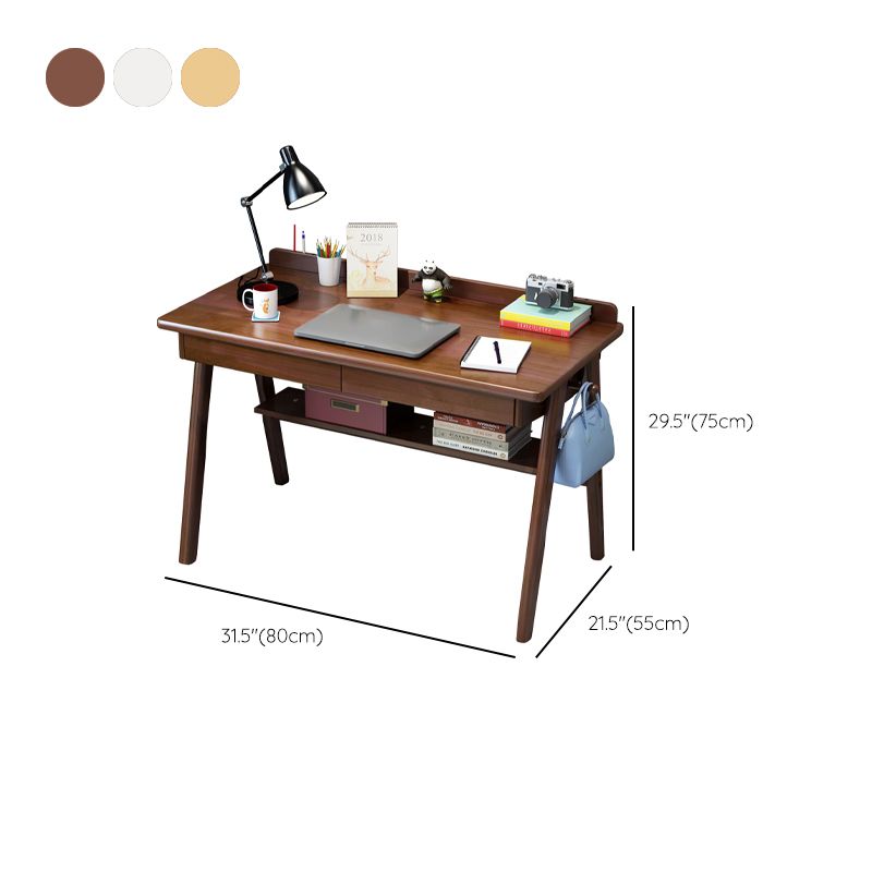 Solid Wood Writing Desk and Chair Kids Desk with Drawers and Shelf