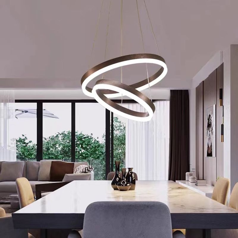 Metal Ring Chandelier Pendant Light Modern Style LED Hanging Pendant Light