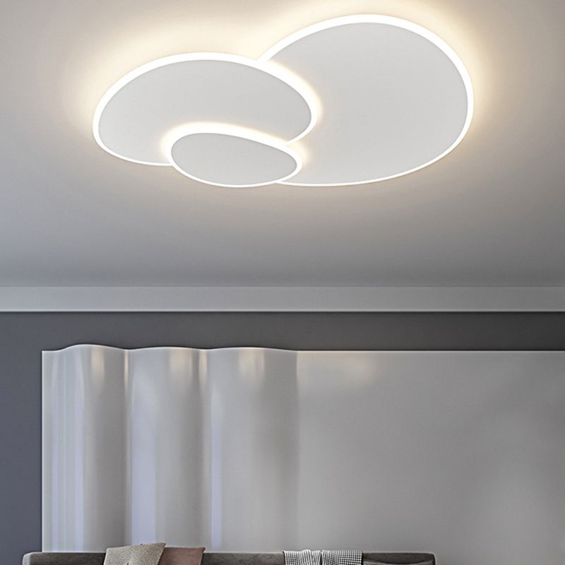 3 - Light LED Flush Mount in Matte White Contemporary Iron and Acrylic Ceiling Flush