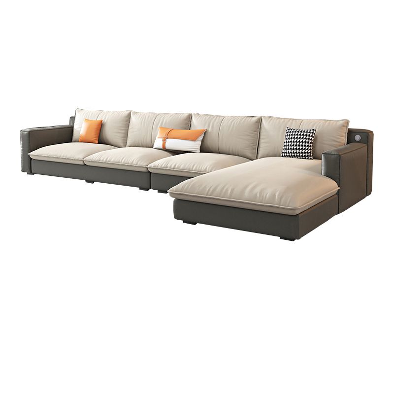 Modern Square Arm Sectionals 33.46"H Pillow Back Sofa and Chaise