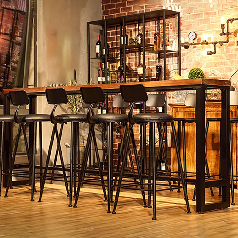 Brown Trestle Industrial Cocktail Bar Table Rectangle Footrest Indoor Bar Wine Table