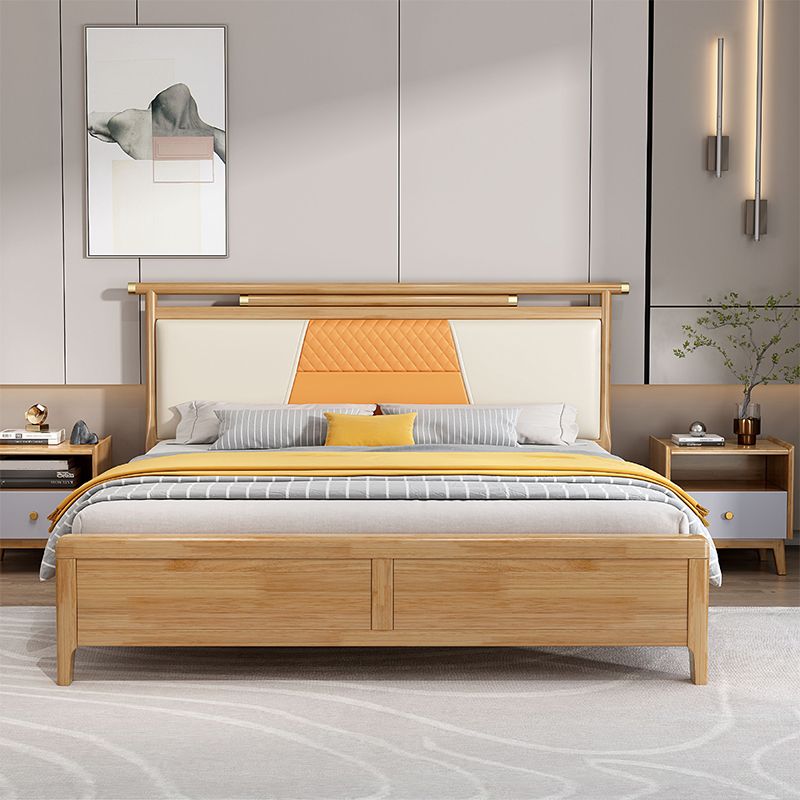 Upholstered Headboard Standard Bed Modern Rubberwood and Sleigh Bed