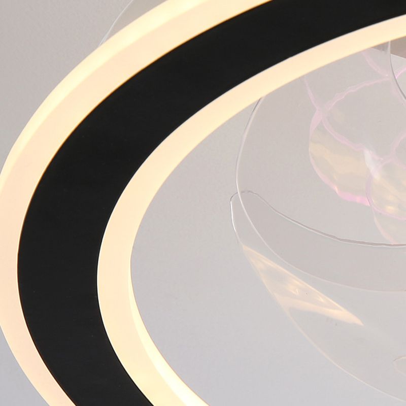 Hoop Shaped Dining Room Fan Lighting Acrylic LED Minimalist Semi Flush Mounted Ceiling Light