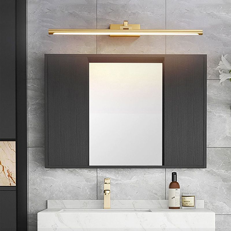 LED Mirror Front Light Modern Gold Vanity Light with Acrylic Shade for Bathroom