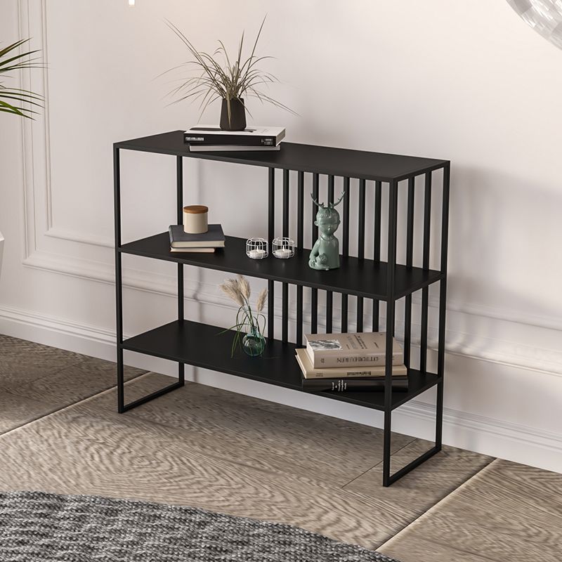 Horizontal Metal Bookshelf Contemporary Open Back Bookcase with Shelves