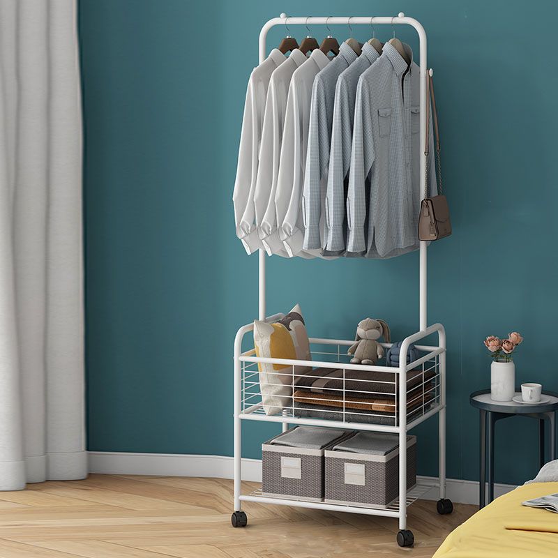 Contemporary Hall Stand Metal Storage Baskets Shelving Included Free Standing Coat Rack