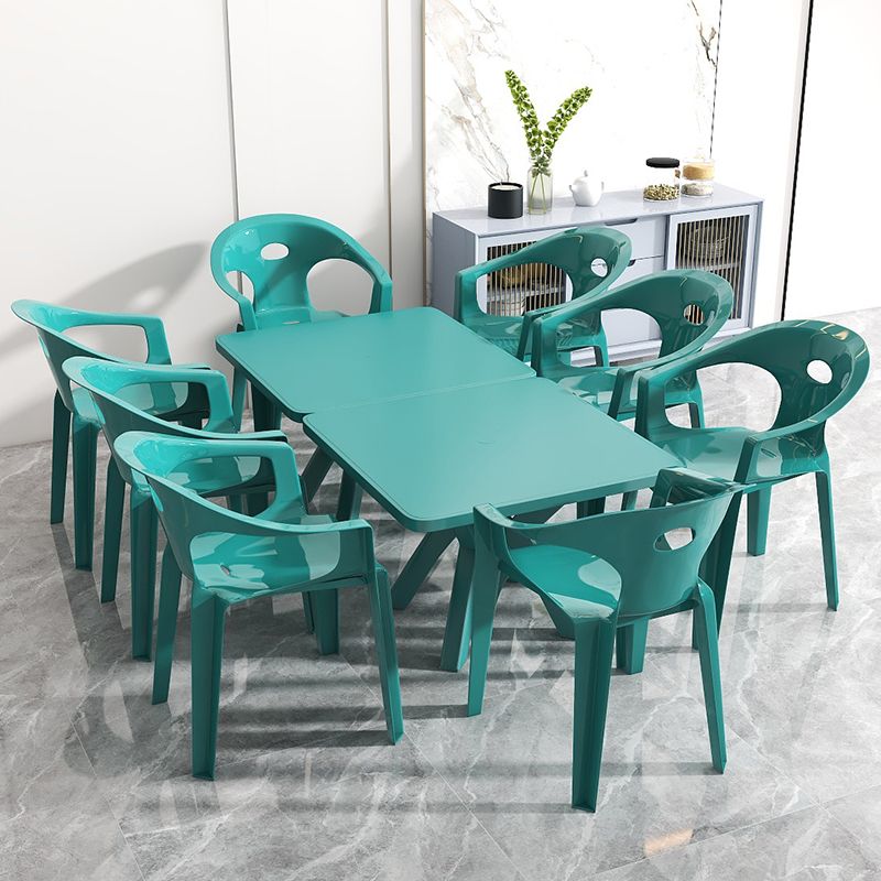 Acrylic Square Patio Dining Table 1/5 PCS Dining Set with Stackable Chairs for Outdoors