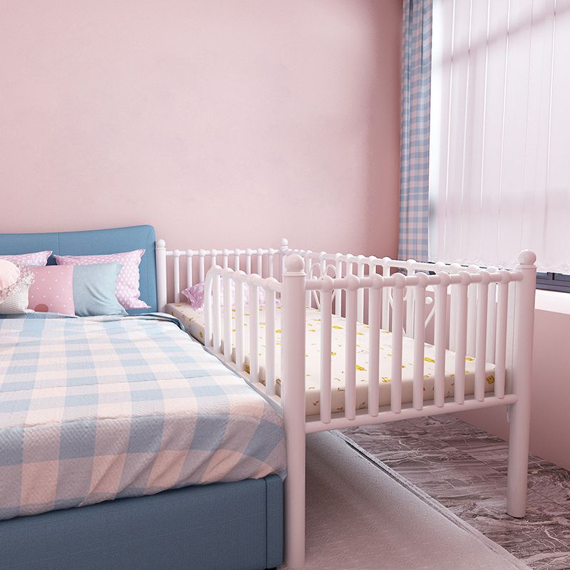 Metal Fixed Side Crib in White Mattress Included Crib with Guardrails