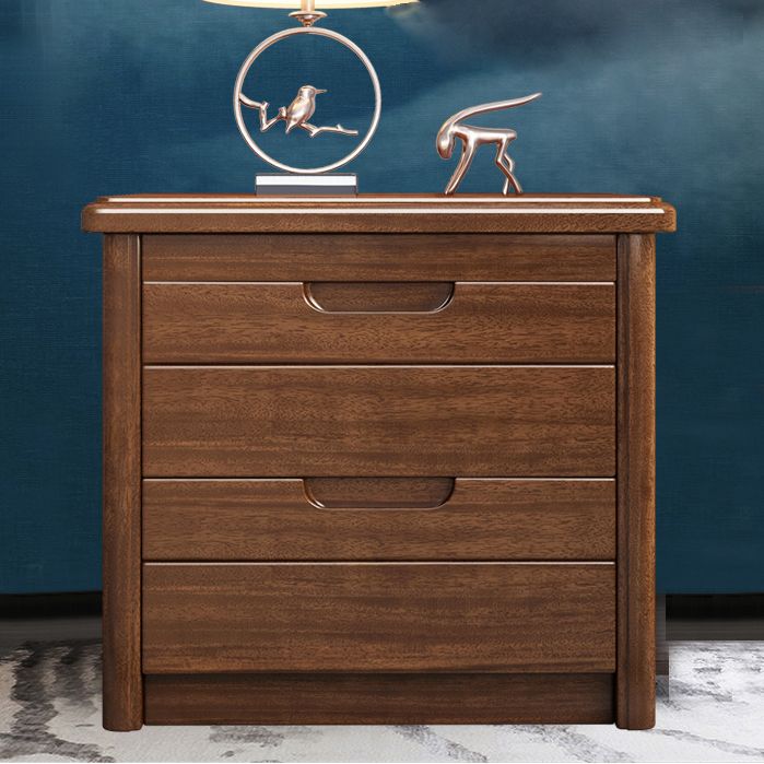 Modern Accent Table Nightstand Walnut Nightstand with Drawers