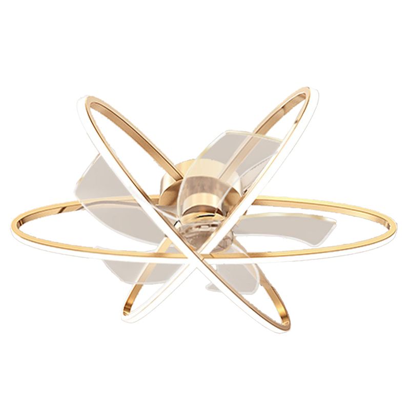 Geometric Ceiling Fan Light in Gold Metal Fan Fixture with 5 Fan Blades