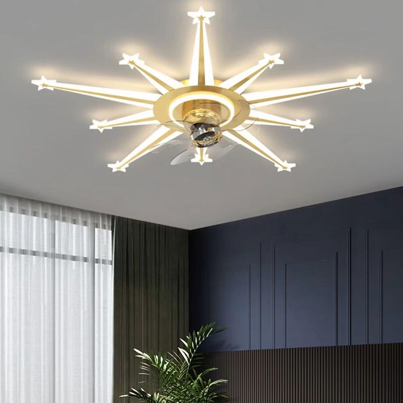 7-Blade LED Fan with Light Contemporary Golden/Black Ceiling Fan for Home