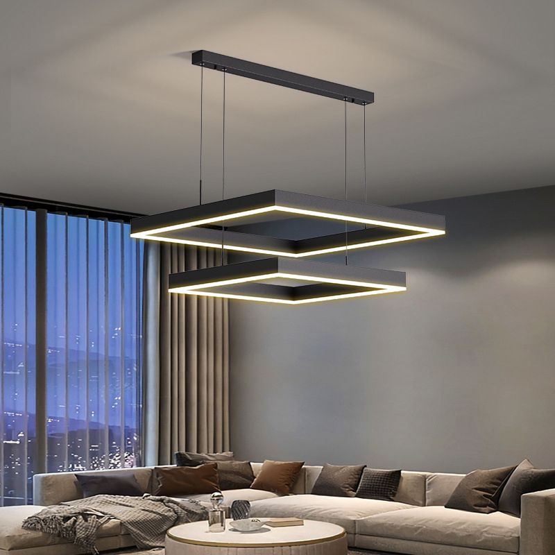 Modern Minimalist Style Squared Ceiling Pendant Light Acrylic Hanging Lamps for Living Room