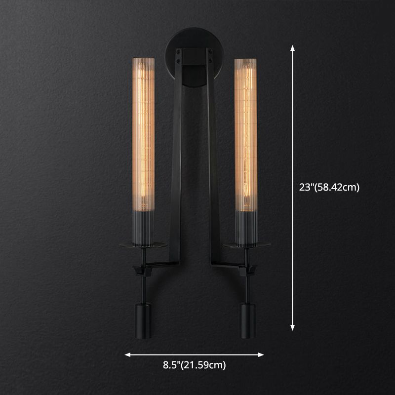 Traditional Simplicity Cylinder Vanity Sconce Lights Clear Glass Wall Mount Light Fixture for Bathroom