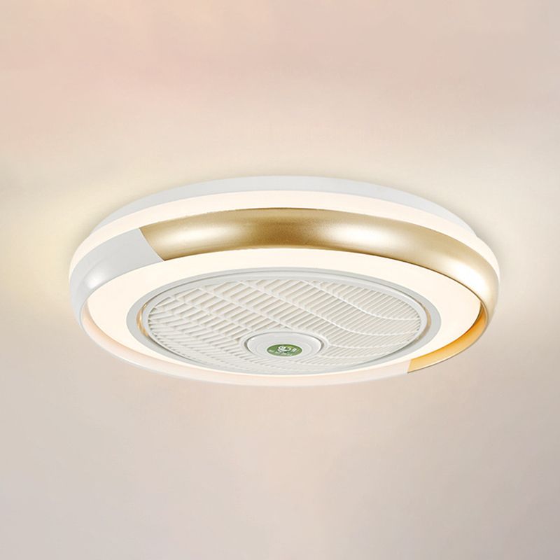 19.5 "de ancho Macaron Round 5 Lámpara de ventilador de techo Acrílico Dormitorio LED LED SEMI FLUSH, control remoto