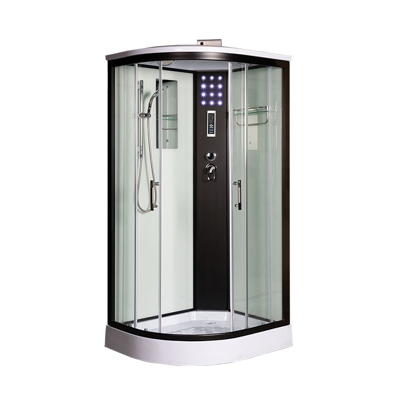 Tempered Glass Shower Stall Black Double Sliding Door Shower Enclosure