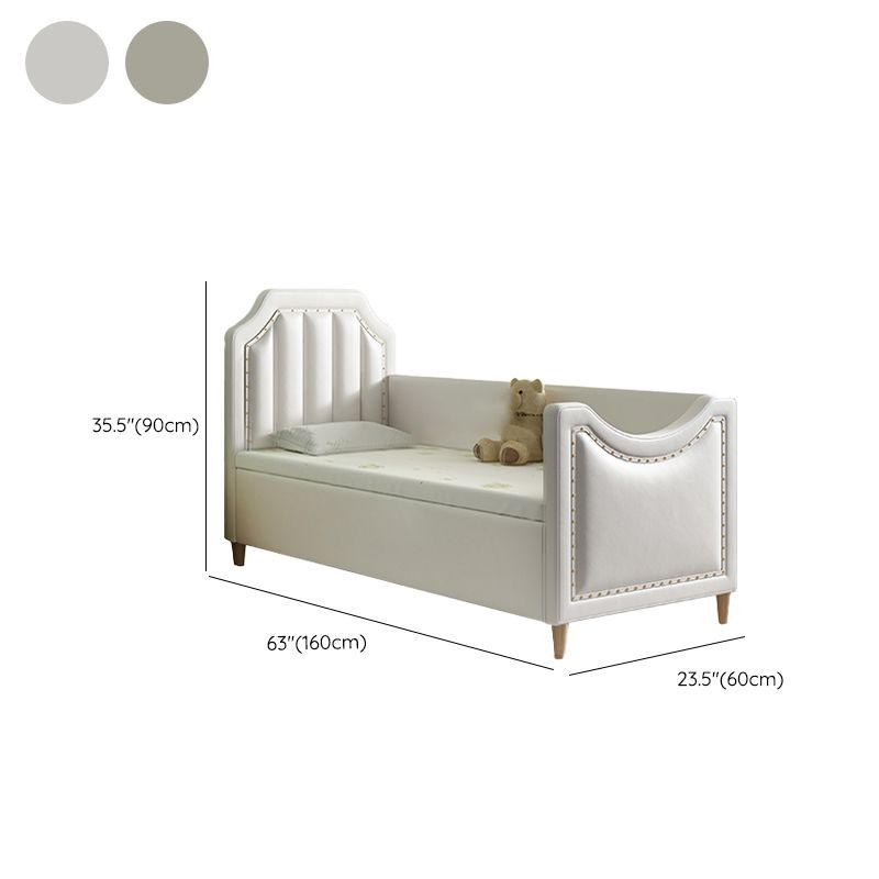 Contemporary Kids Bed Faux Leather Princess with Guardrails in White