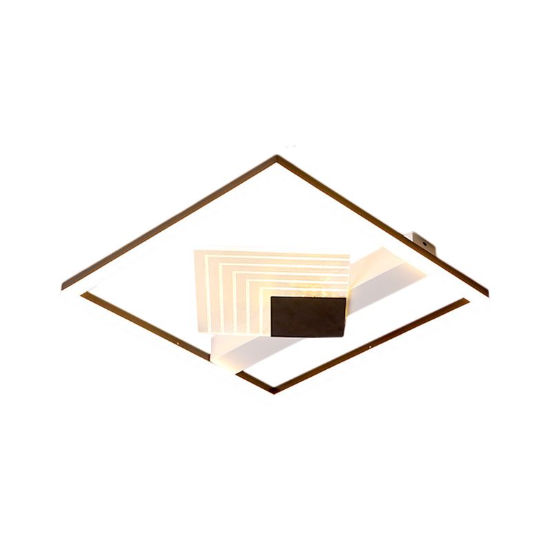 Hedendaags LED -plafond gemonteerd met metaalachtige schaduw goud/zwart vierkant spoellicht in warm/wit licht, 16 "/19.5" l