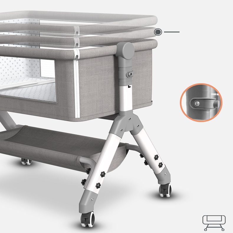 Rectangle Metal Bedside Crib Gliding and Rocking Crib Cradle for Baby