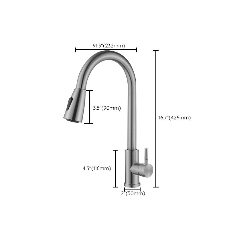 Contemporary 1-Handle Bar Faucet Pull down Sprayer Standard Kitchen Faucet