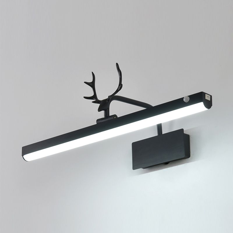 Metalen lineaire schaduw Wand SCONCE Moderne stijl 1 lichte spiegelwandverlichting in zwart