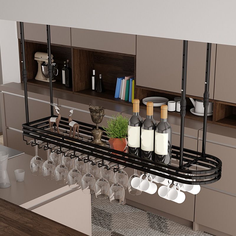 Industrial Hanging Wine Holder Rack Metal Wine Shelf for Kitchen