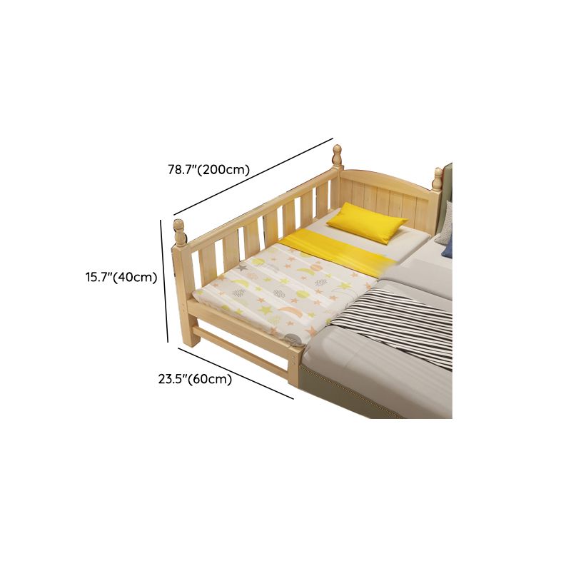 Contemporary Toddler Bed Solid Wood No Theme Natural Kids Bed with Mattress