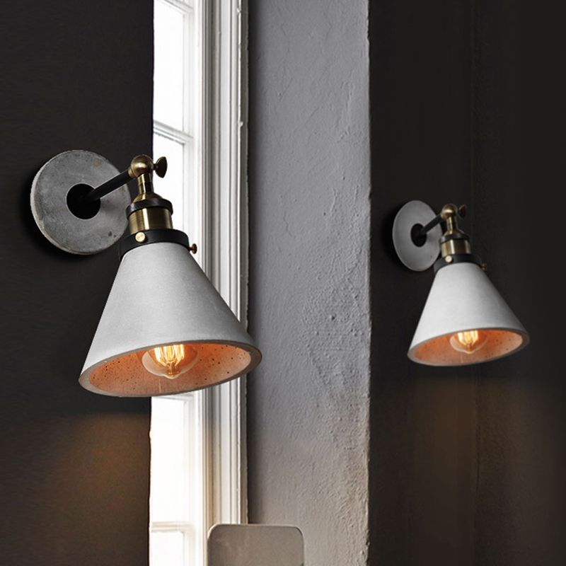 Grijze kegel/kom/koepelwandlicht SCONCE VINTAGE Cement 1 lichte keuken roteerbare wandmontage lamp