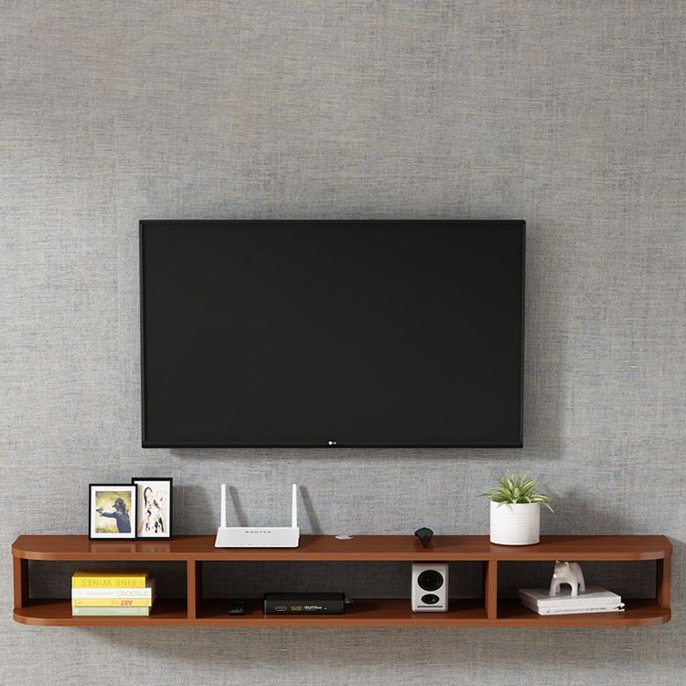 Modern Wood TV Stand Wall-mounted TV Console with 4 Shelving Space