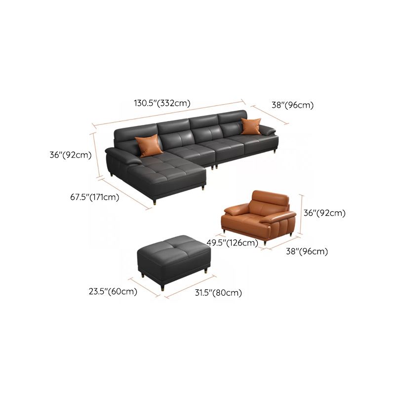 Genuine Leather Sectional Sofa Pillow Top Arm Sofa for Living Room