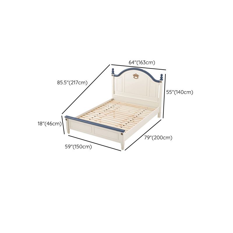 Coastal Rubberwood Standard Bed Mattress Included Simple Panel Bed in White