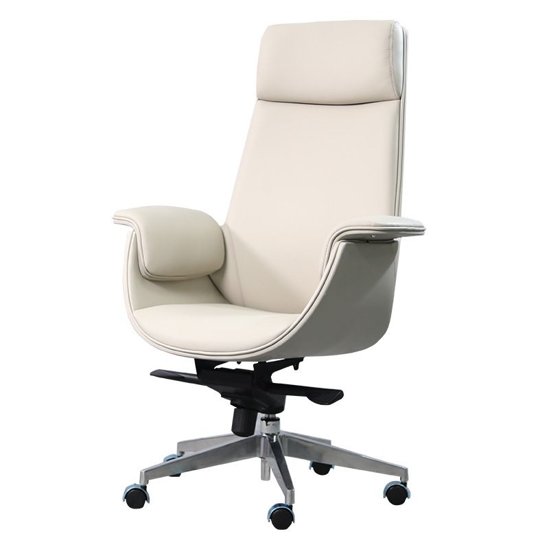 Modern Arms Included Chair High-Back Leather Desk Chair with Wheels