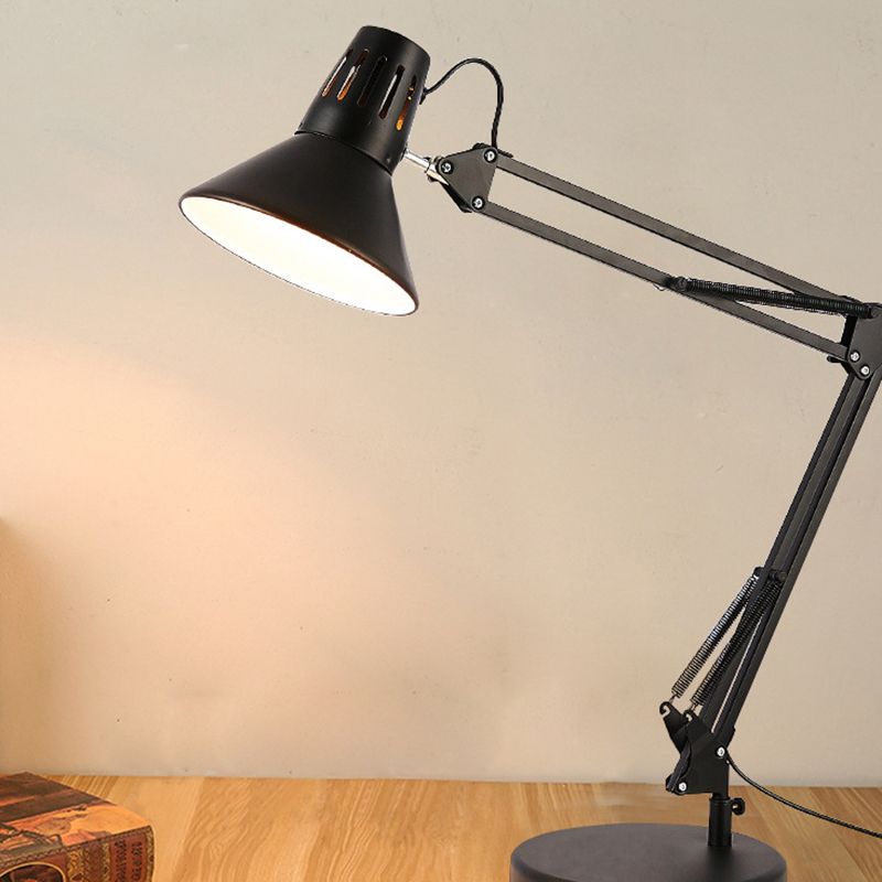 Conical Study Room Desk Lamp Metallic 1 Head Nordic Table Light with Swing Arm