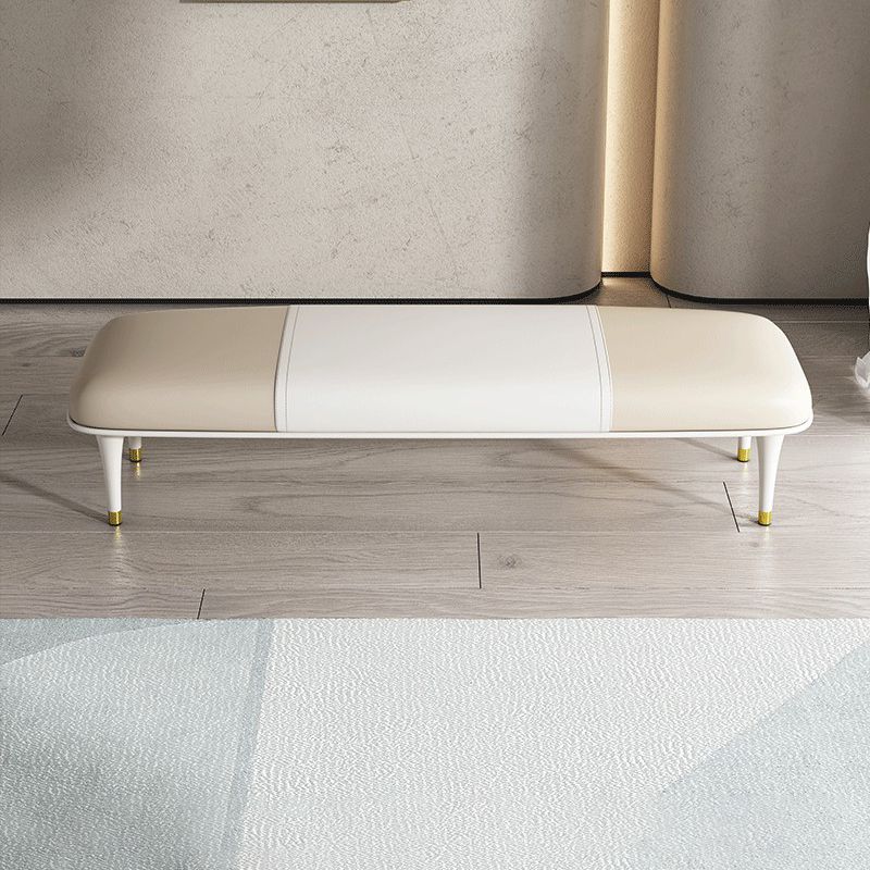 Modern Upholstered Bench, 17"H Bedroom Seating Bench with Solid Wood Legs