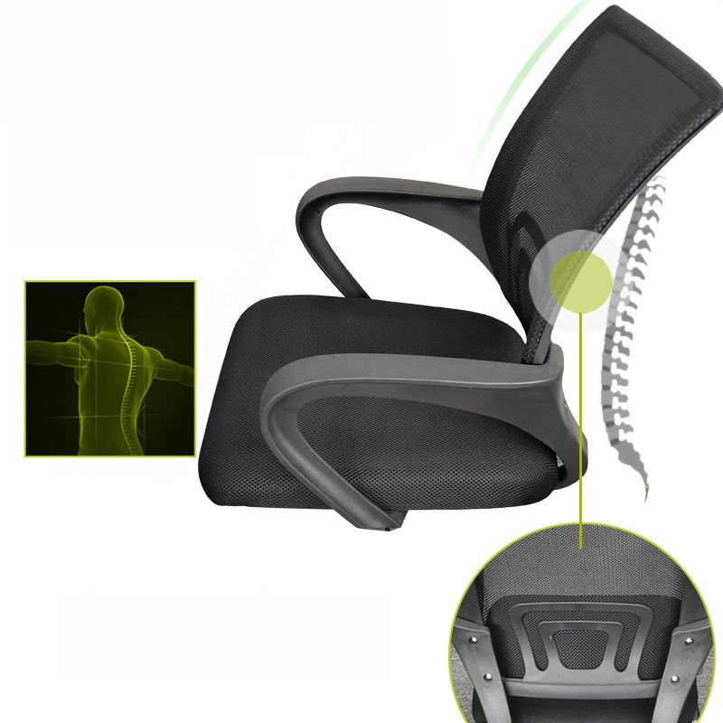 Modern Desk Chair in Black Mesh Computer Chair Mid-Back Chair with Wheels