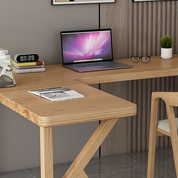 Modern Style Wooden Writing Desk L-Shape Office Table with 3 Legs for Home