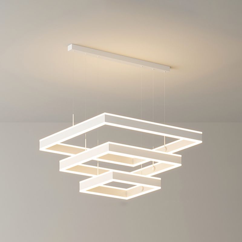 Squared Shade Chandelier Lights Modern Metal 6-Light Chandelier Lighting Fixtures en blanc