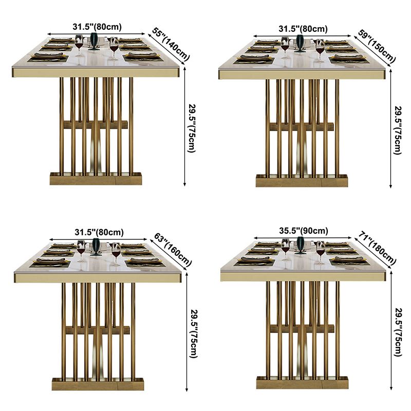 Table rectangle de luxe traditionnelle en métal