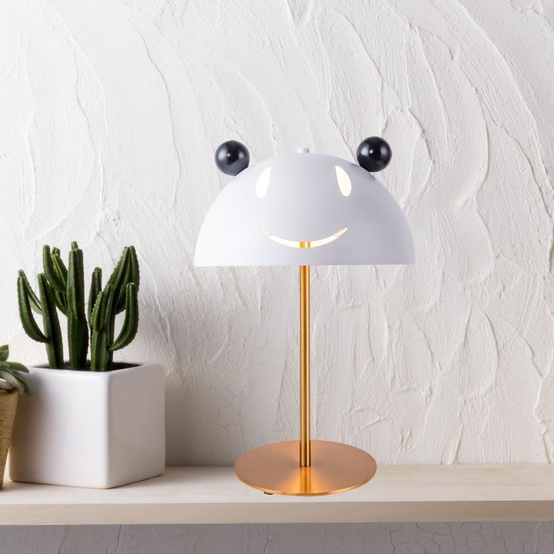 Pink Rabbit/White Panda Night Table Lamp Nordic Style Metal 1 Head Gold Nightstand Light for Bedside