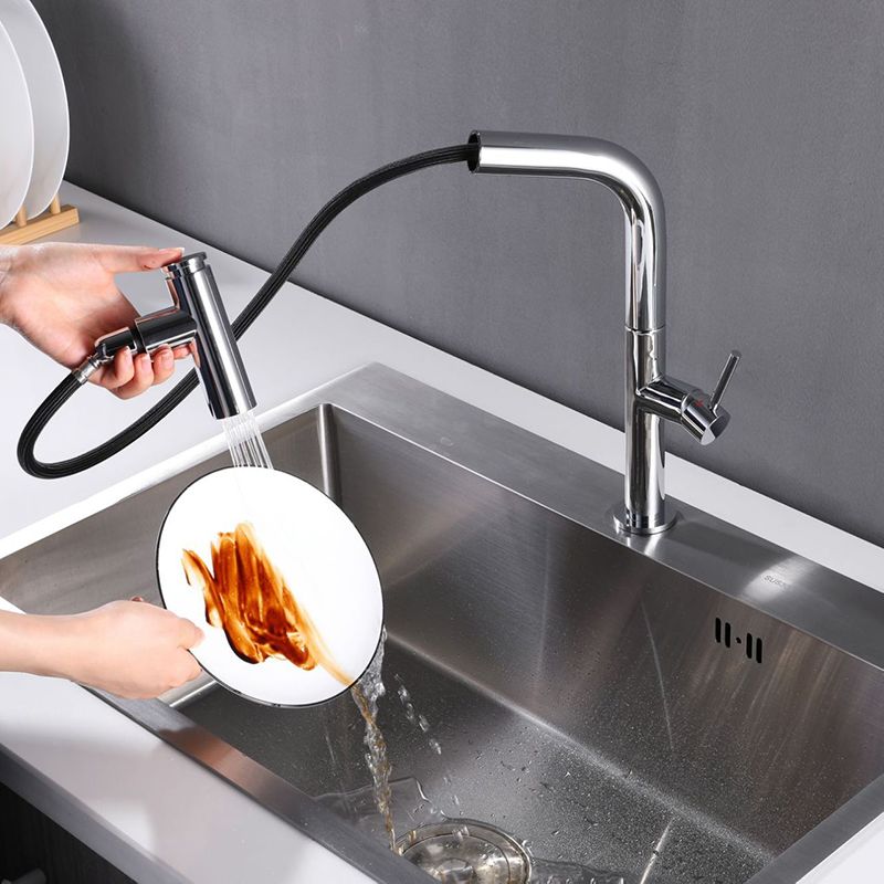 Modern Pull Down Single Handle Kitchen Faucet 1 Hold Faucet with Pull Out Sprayer