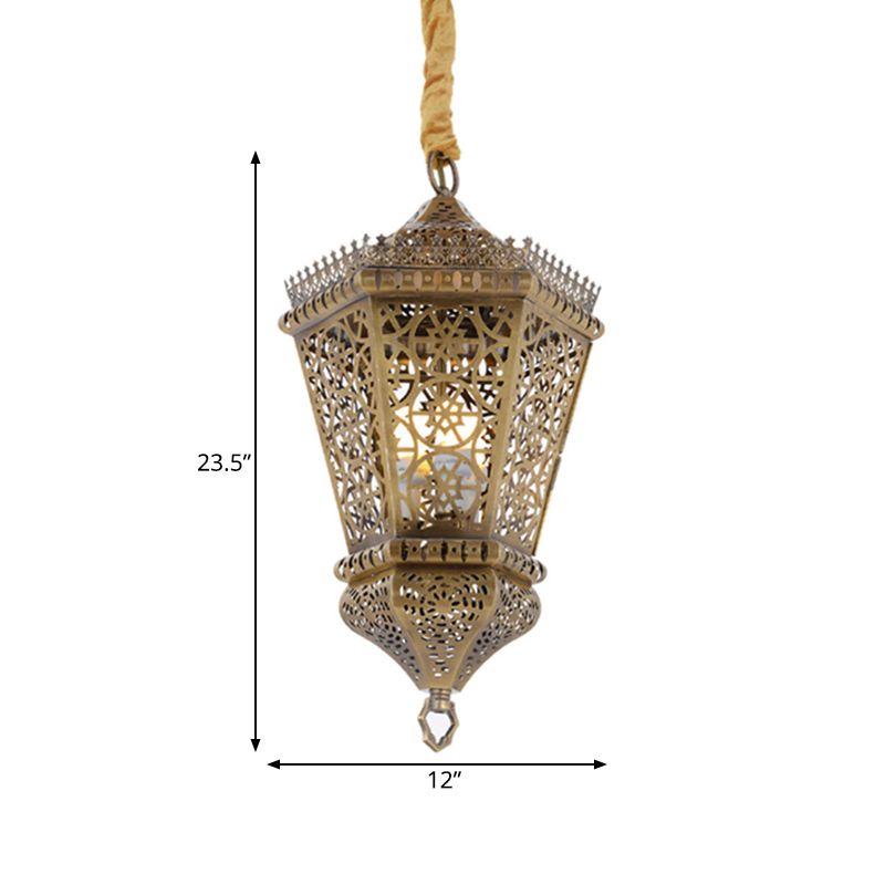 Lámpara de metal de estilo colgante de latón 1 Lámpara de metal de estilo árabe para corredor para corredor