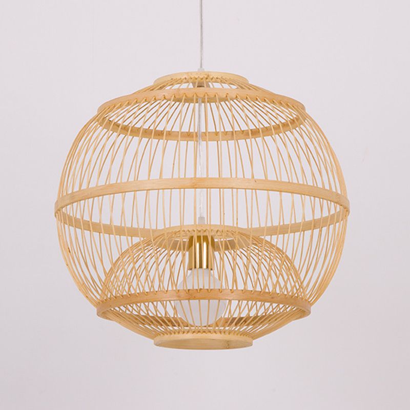 Bamboo Chinese Hanging Ceiling Light 1-Light Pendant Light for Tea Room