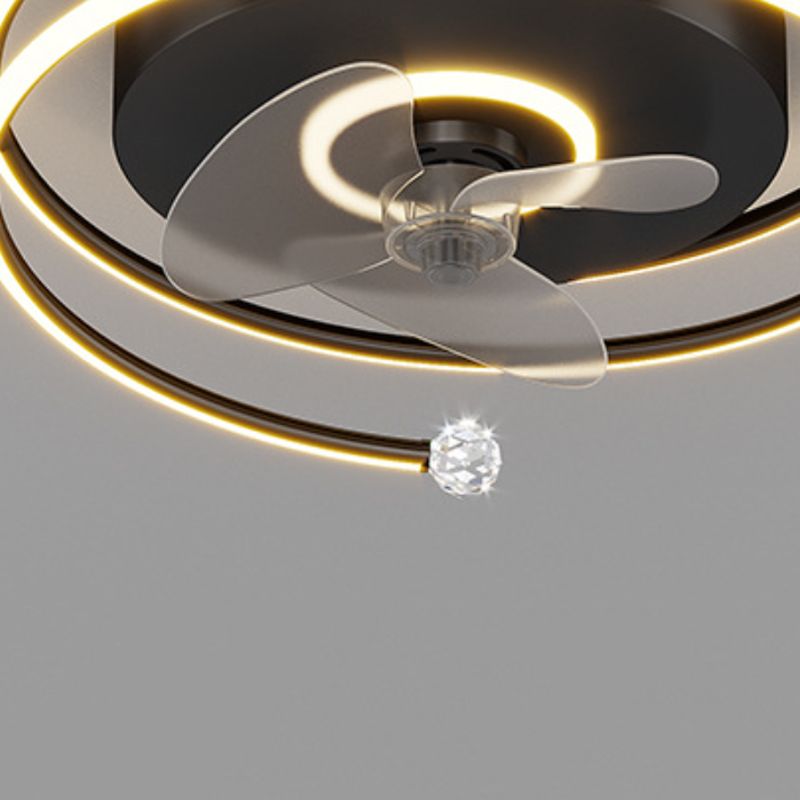 3-Blade Golden/Black Ceiling Fan Children Metallic Fan with Light for Room