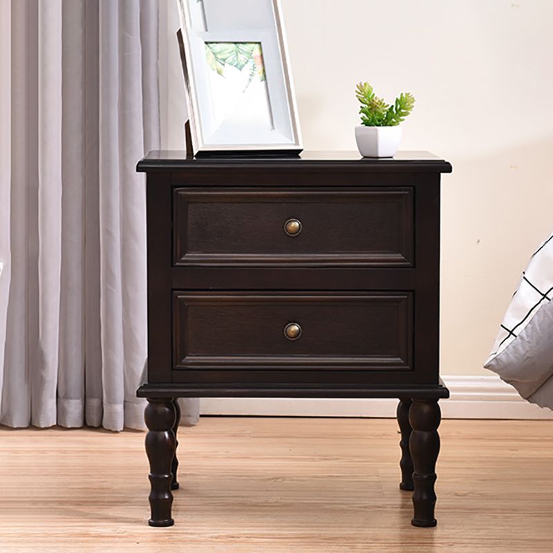 American Style Solid Wood Nursery Nightstand 2 Drawers Kids Bedside Table