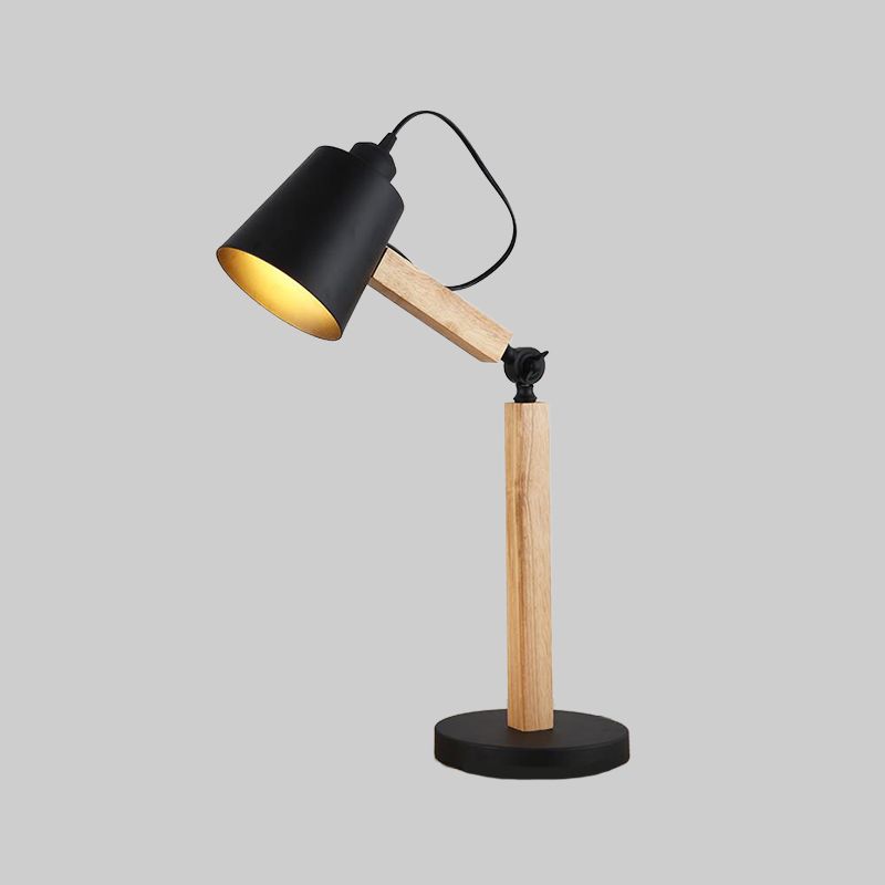 Metal Tapered Desk Light Modern 1 Head Night Table Lamp in White/Black with Rotating Node