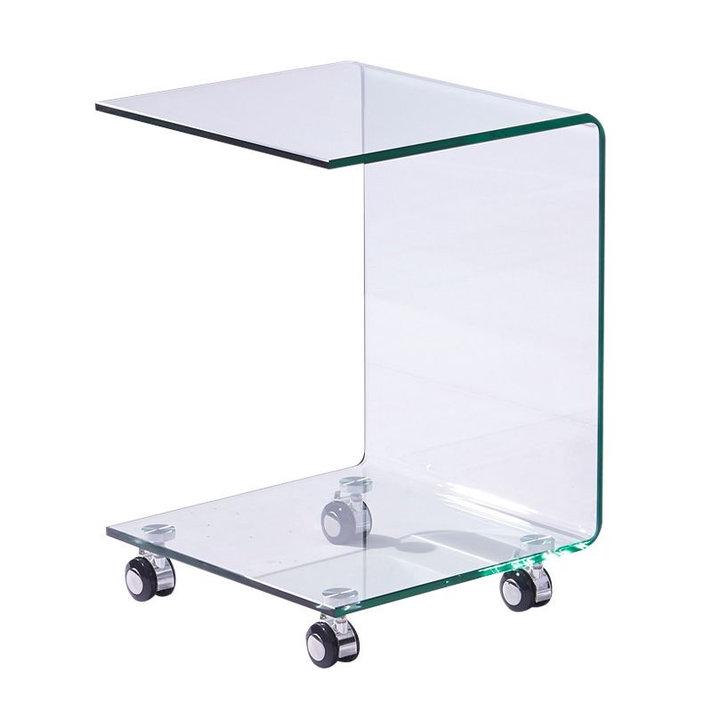 Modern Black/Clear Glass Bed Nightstand Shelving Bedside Cabinet