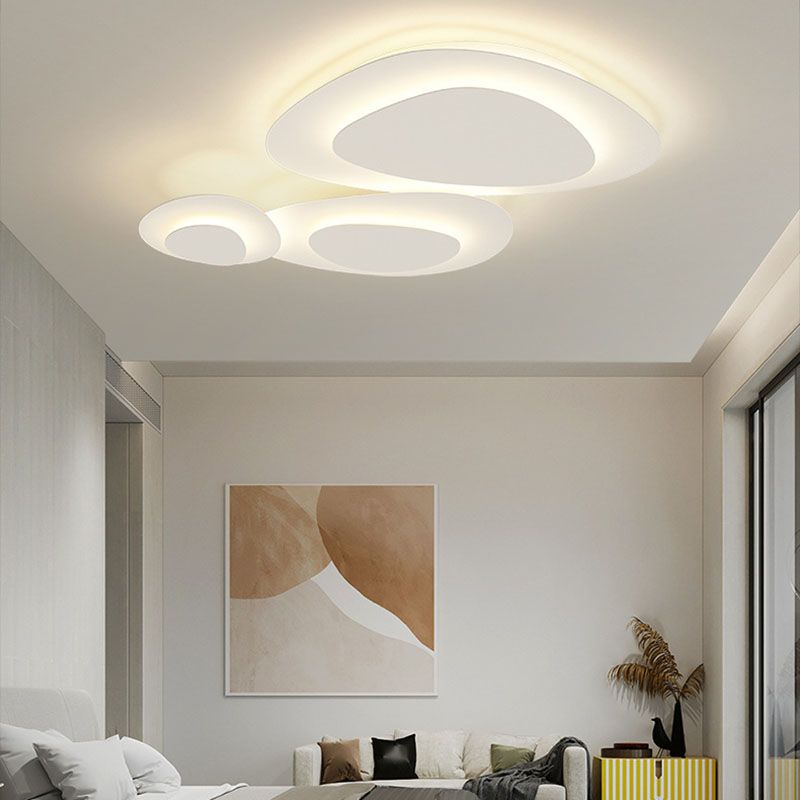 White Geometric Flush Light Modern Metal LED Ceiling Lamp for Living Room