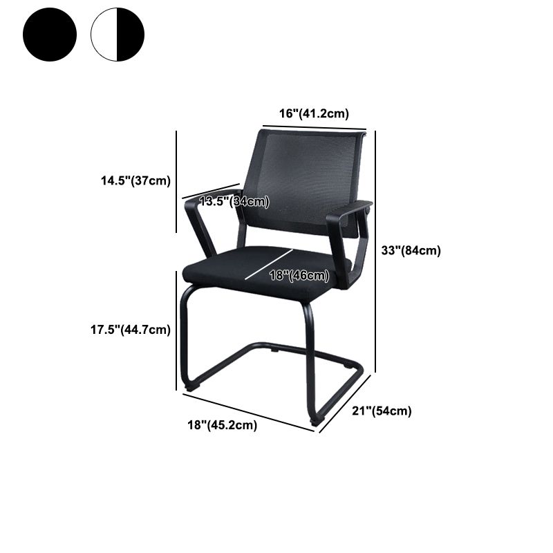 Contemporary No Wheels Office Chair Microfiber Conference Mid-Back Desk Chair