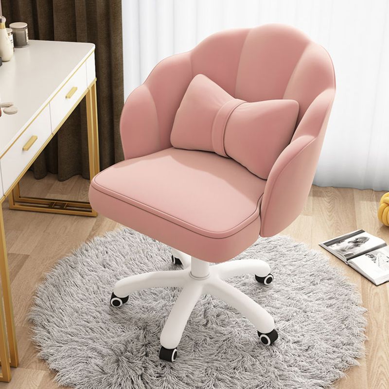 White Nylon Frame Modern Computer Desk Chair Upholstered Task Chair with Wheels