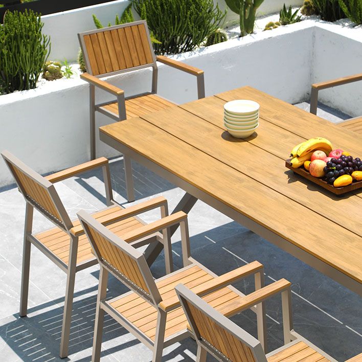 Contemporary Natural Dining Chair Open Back Outdoors Dining Chairs