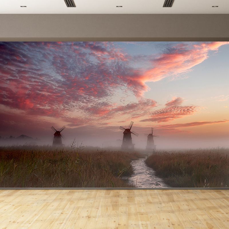 Windmill Photography Wall Mural Wallpaper Eco-friendly for Sitting Room